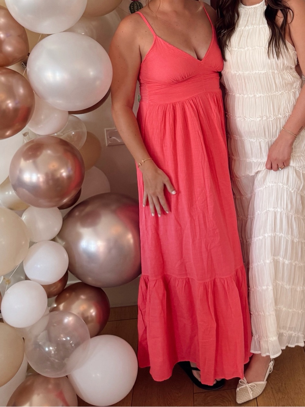 Coral Maxi Sundress with Spaghetti Straps